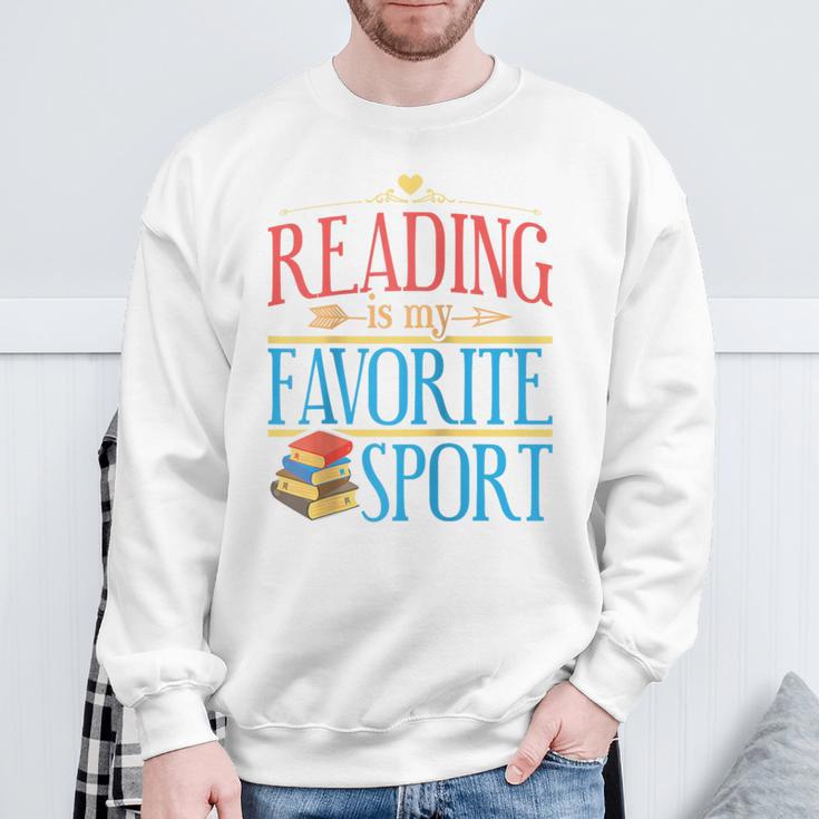 Book Reading Reading Is My Favorite Sport Raglan Baseball Tee Sweatshirt Gifts for Old Men