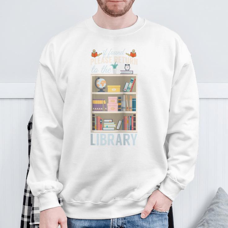Book Reading If Found Please Return To Library Raglan Baseball Tee Sweatshirt Gifts for Old Men