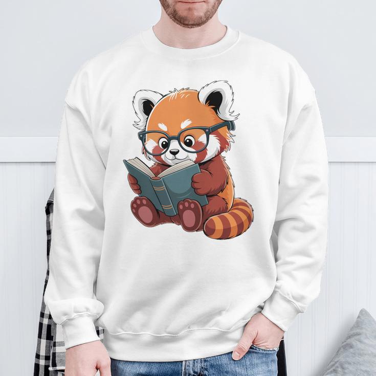 Book Reading Red Panda Reader Animal Cute Red Panda Premium Tri-Blend Sweatshirt Gifts for Old Men