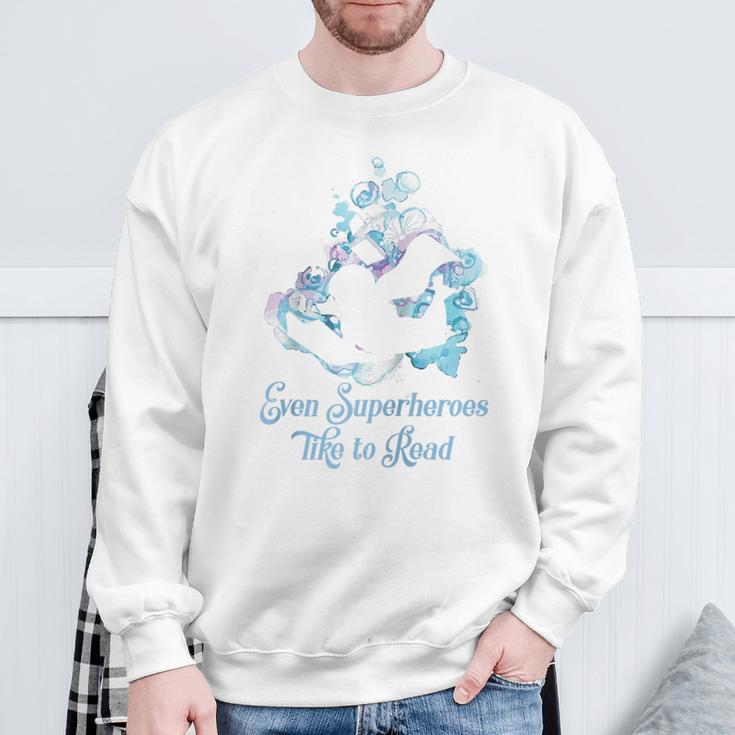 Book Reading Superheroes Like To Read Raglan Baseball Tee Sweatshirt Gifts for Old Men