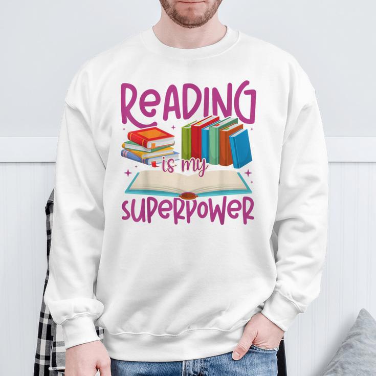 Book Reading Reading Is My Superpower Sweatshirt Gifts for Old Men