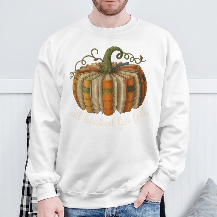 All Booked For Fall Book Pumpkin Reading Halloween Teacher Sweatshirt Gifts for Old Men