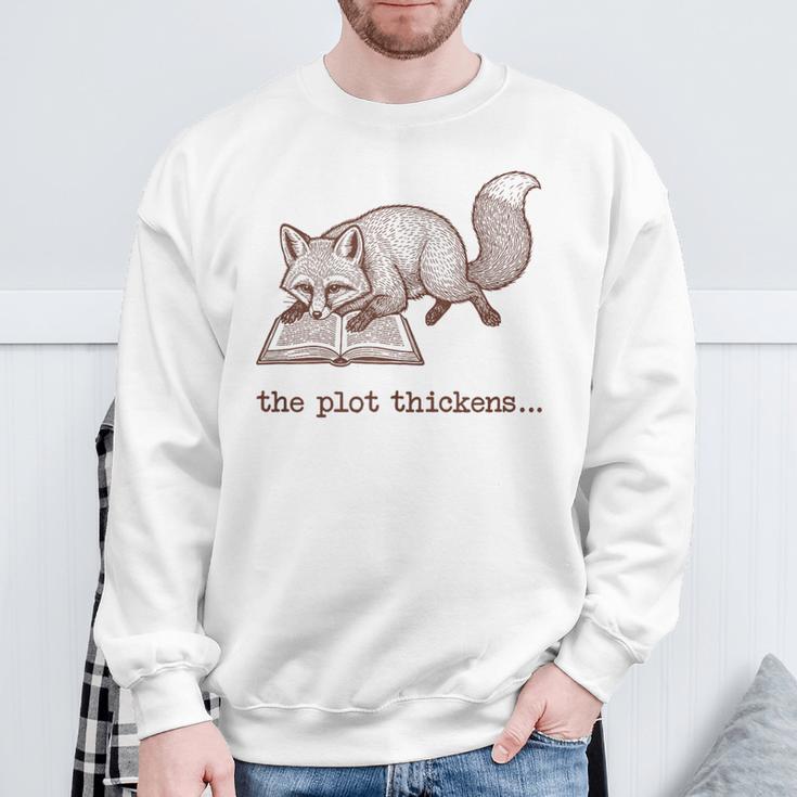 Bookish Fox Reading Fiction Novel Book Vintage Bookworms Sweatshirt Gifts for Old Men