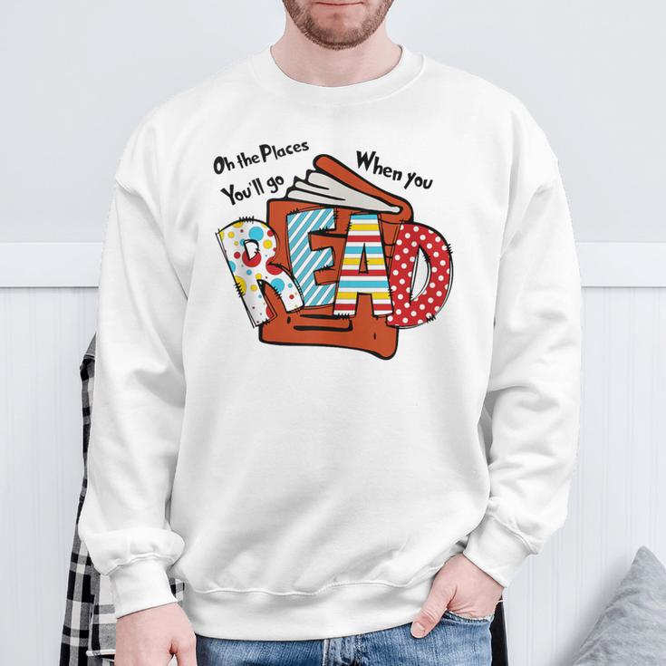 Books Balloon Oh The Places You Will Go When You Read Sweatshirt Gifts for Old Men