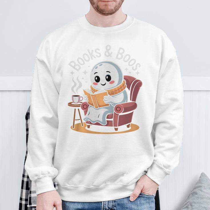 Books And Boos Reading Ghost Premium Tri-Blend Sweatshirt Gifts for Old Men