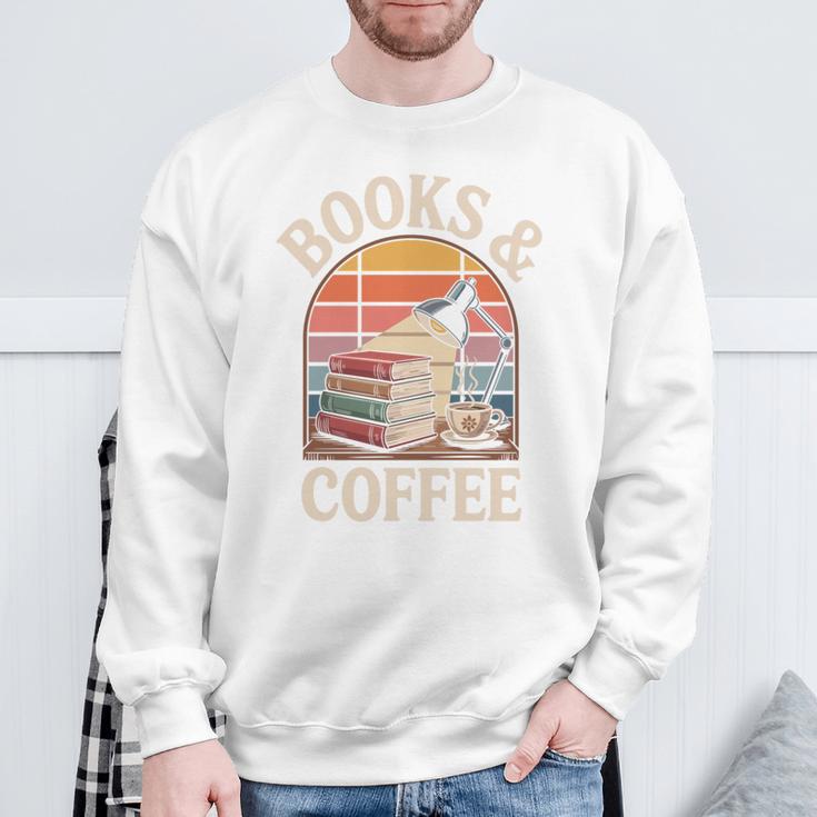 Books And Coffee Reading Book Lover Bookworm Sweatshirt Gifts for Old Men