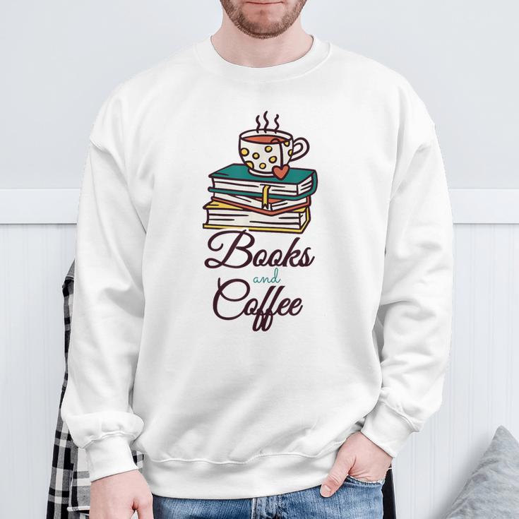 Books And Coffee Sweatshirt Gifts for Old Men