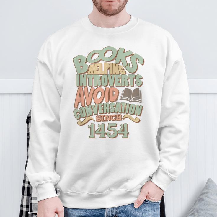 Books Helping Introverts Avoid Conversation 1454 T-Shirt Sweatshirt Gifts for Old Men