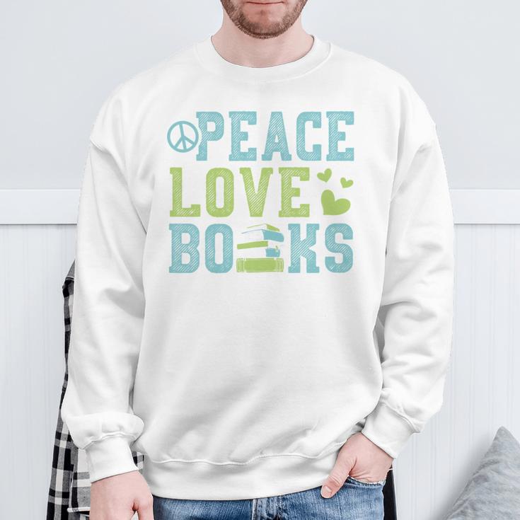 Books Peace Love Bookworm Book Nerd Book Lover Reading Sweatshirt Gifts for Old Men