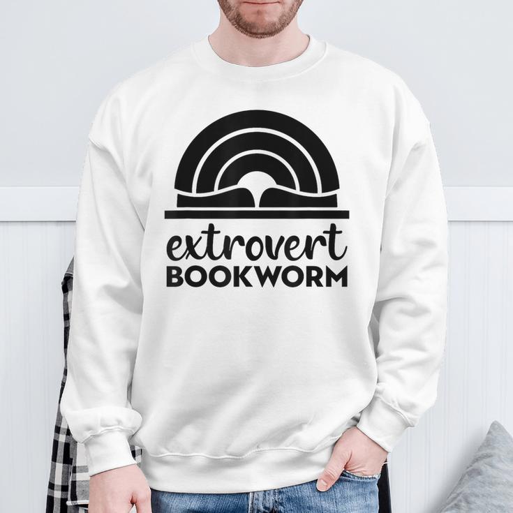Bookworm Extrovert Fun Book Lovers Reading Sweatshirt Gifts for Old Men