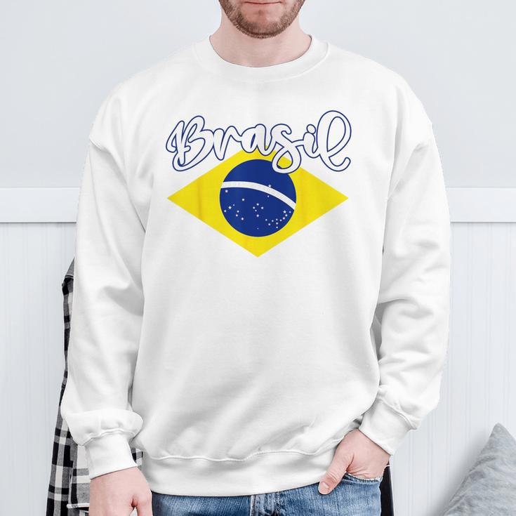 Brazilian Flag Colors National Brazil Brasil スウェットシャツ 高齢者への贈り物
