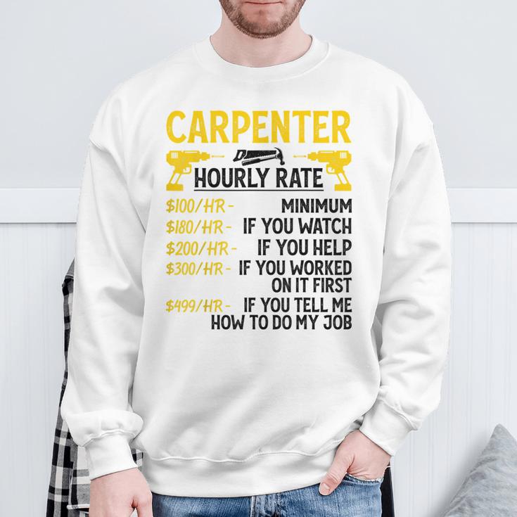 メンズ Carpenter Hourly Rate For Woodworker Carpenter Retro スウェットシャツ 高齢者への贈り物
