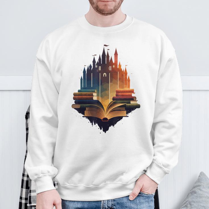 Castle Of Books Imagination Art Book Lover Sweatshirt Gifts for Old Men Castle Of Books Imagination Art Book Lover Sweatshirt Gifts for Old Men