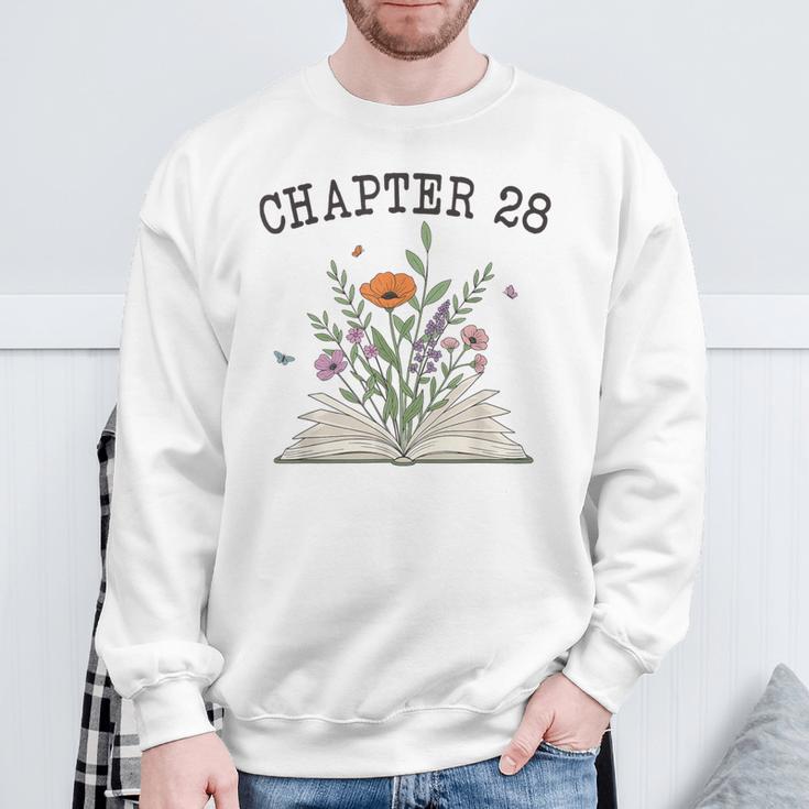 Chapter 28 Book Lovers & Readers 28th Birthday Wildflowers Sweatshirt Gifts for Old Men