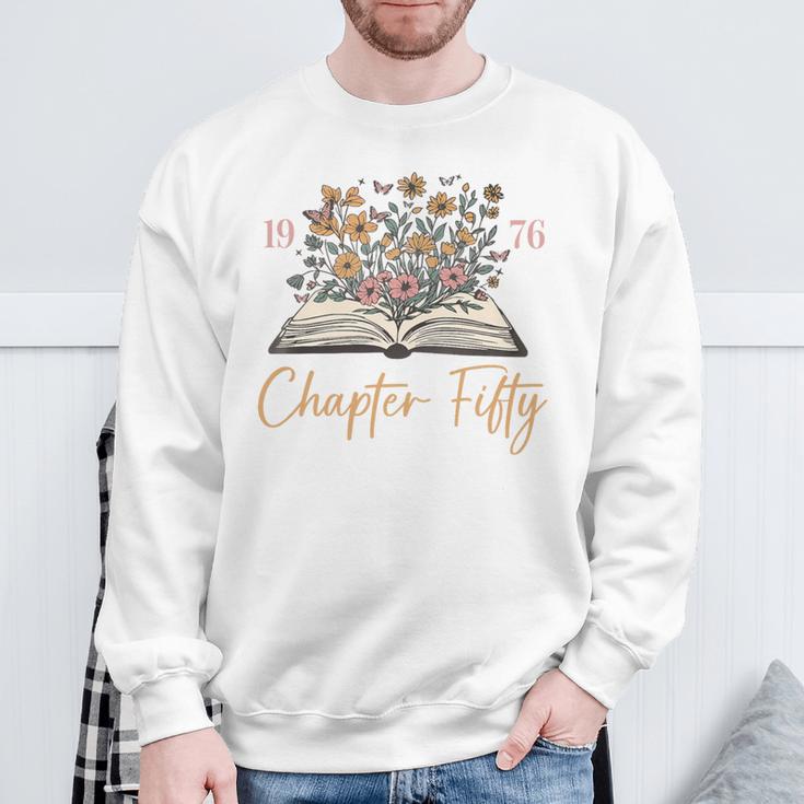Chapter Fifty 1976 50th Birthday Wildflower Book 50 Year Old Premium Tri-Blend Sweatshirt Gifts for Old Men