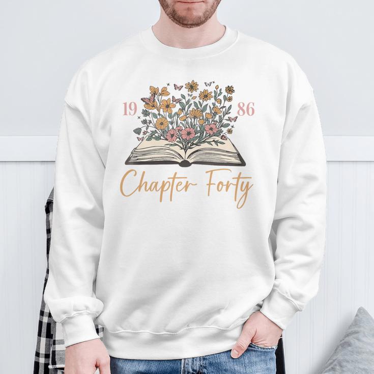 Chapter Forty 1986 40th Birthday Wildflower Book 40 Year Old Premium Tri-Blend Sweatshirt Gifts for Old Men