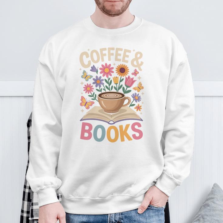 Coffee & Books Lover Wildflowers Boho Aesthetic Premium Tri-Blend Sweatshirt Gifts for Old Men