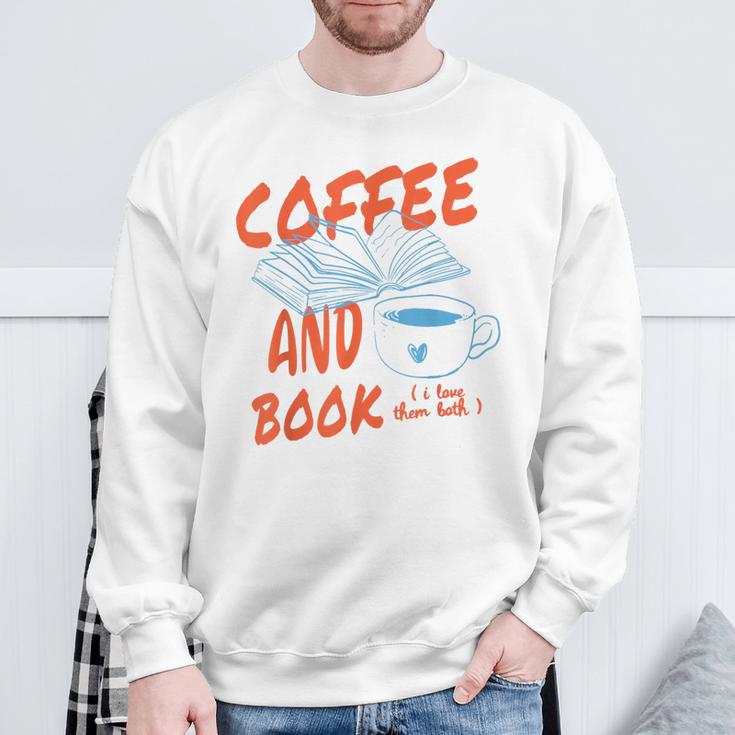 Coffee And Books I Love Them Both Vintage Retro Book Lover Sweatshirt Gifts for Old Men