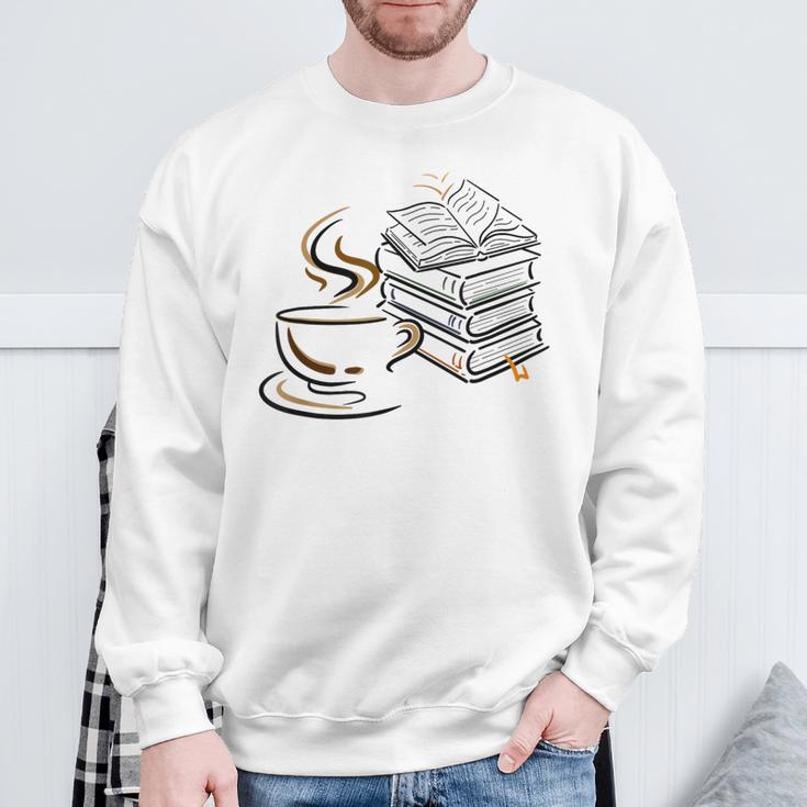Coffee And Books Lover Bookworm Reading Library Fan Sweatshirt Gifts for Old Men