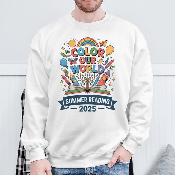 Color Our World Summer Reading 2025 Book Wildflowers Sweatshirt Gifts for Old Men Color Our World Summer Reading 2025 Book Wildflowers Sweatshirt Gifts for Old Men