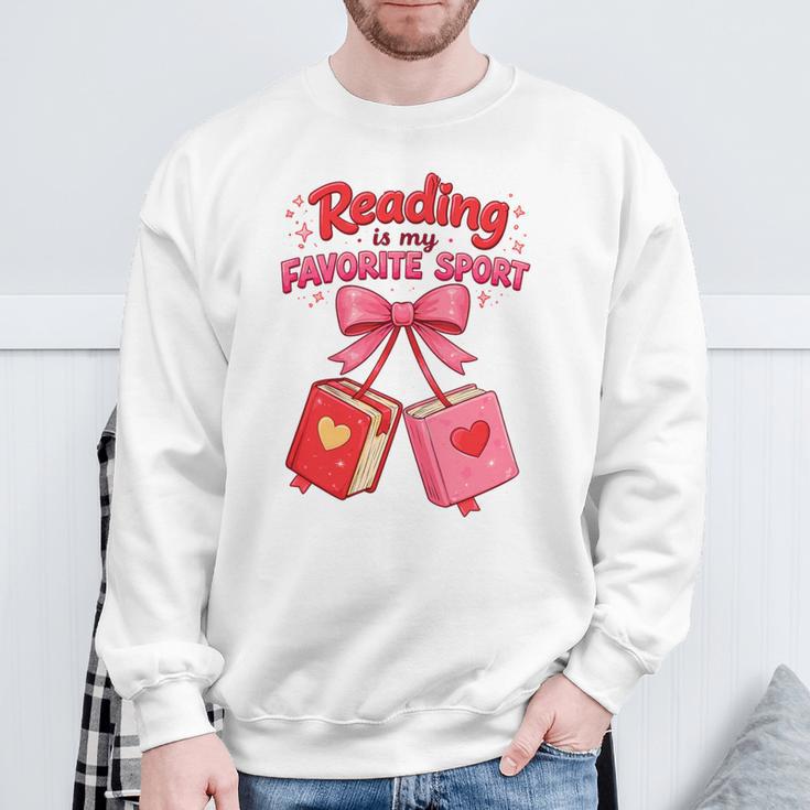 Coquette Reading Is My Favorite Sport Cute Book Lovers Premium Tri-Blend Sweatshirt Gifts for Old Men