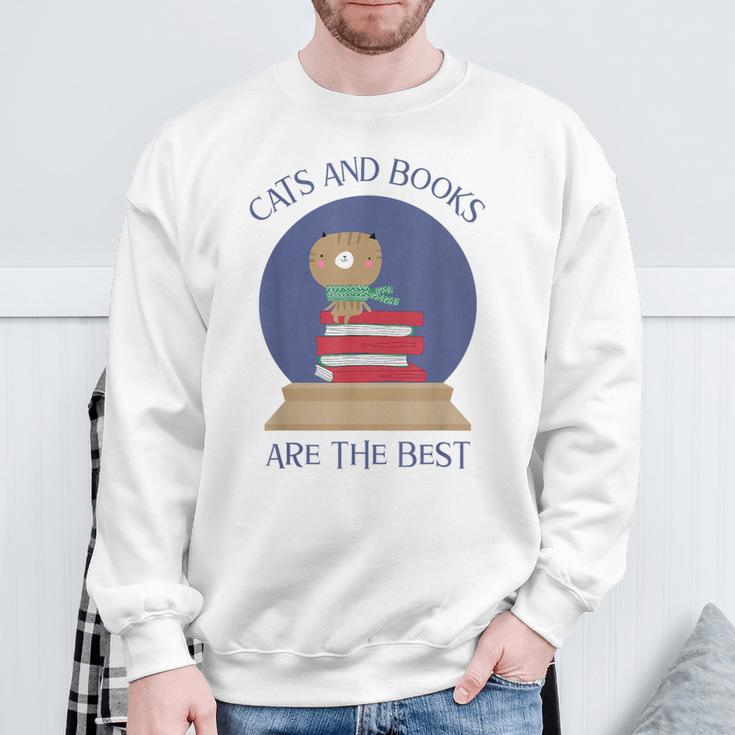Cute CATS AND BOOKS ARE THE BEST SNOW GLOBE Sweatshirt Gifts for Old Men