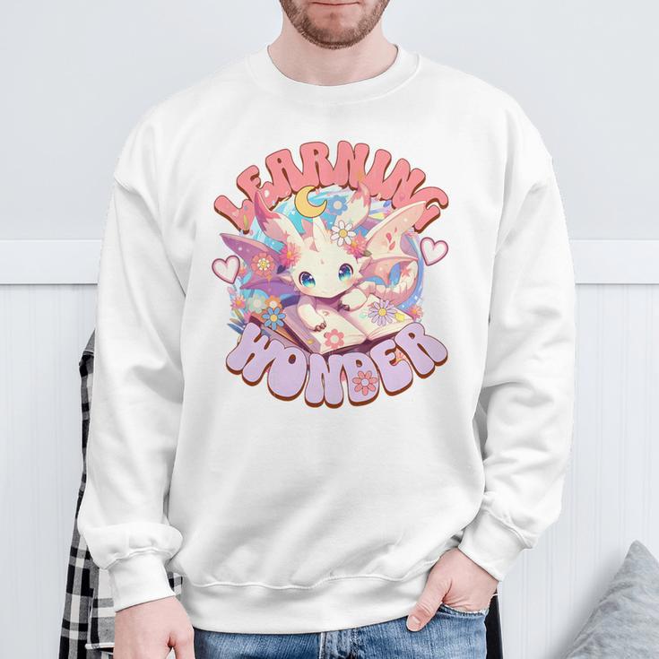 Cute Dragon Learning Wonder Bookworm Girls Books & Dragons Premium Tri-Blend Sweatshirt Gifts for Old Men