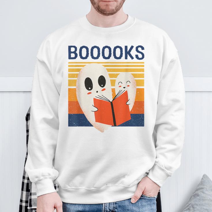 Cute Ghost Book Reading Halloween Teacher Puns Booooks Men Women Kids Sweatshirt Gifts for Old Men