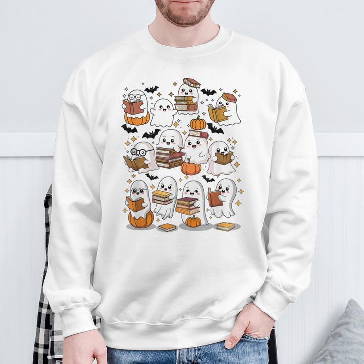 Cute Ghosts Reading Books Smart Book Lover Halloween Sweatshirt Gifts for Old Men Cute Ghosts Reading Books Smart Book Lover Halloween Sweatshirt Gifts for Old Men