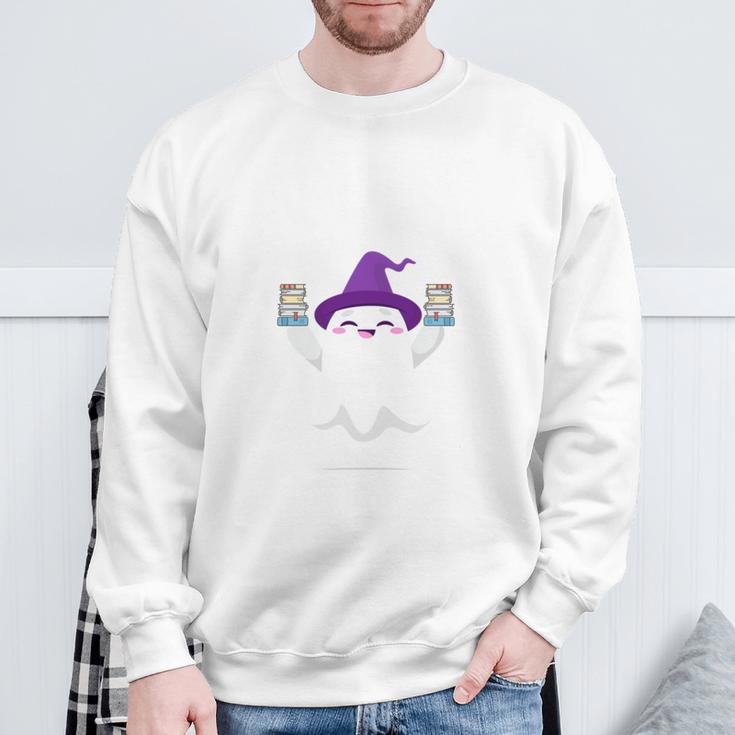 Cute Halloween Literacy Teacher Witch Reading Books Ghost Sweatshirt Gifts for Old Men Cute Halloween Literacy Teacher Witch Reading Books Ghost Sweatshirt Gifts for Old Men