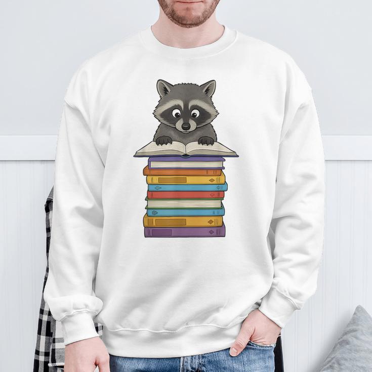 Cute Raccoon Reading On Pile Of Books Sweatshirt Gifts for Old Men Cute Raccoon Reading On Pile Of Books Sweatshirt Gifts for Old Men
