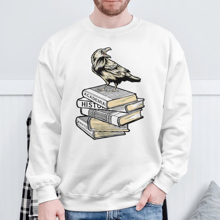 Dark Academia Aesthetic Raven Crow On Old Vintage Books Sweatshirt Gifts for Old Men Dark Academia Aesthetic Raven Crow On Old Vintage Books Sweatshirt Gifts for Old Men