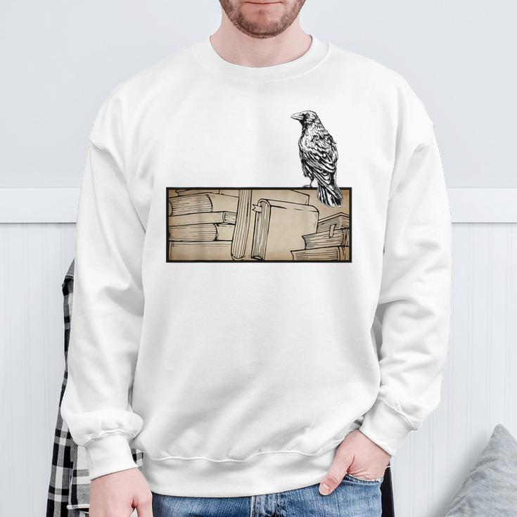 Dark Academia Aesthetic Raven Crow Soft Grunge Books Sweatshirt Gifts for Old Men