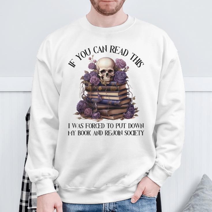 Dark Romance Merch I Put Down My Book Lover Spicy Skeleton Sweatshirt Gifts for Old Men