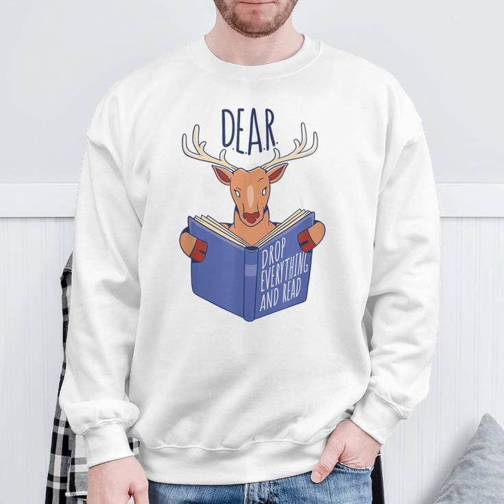 Dear Drop Everything And Read Book Reading Pun Graphic Sweatshirt Gifts for Old Men