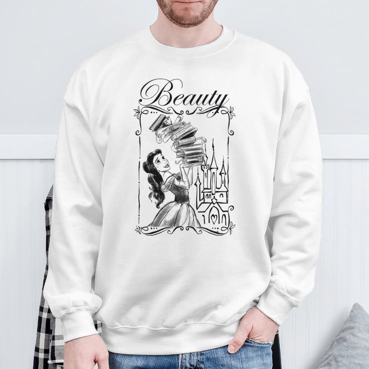 Disney Beauty And The Beast Belle Book Stack Sketch Portrait Sweatshirt Gifts for Old Men