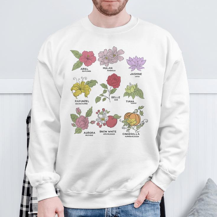 Disney Princesses Types Of Flowers Textbook Poster Sweatshirt Gifts for Old Men