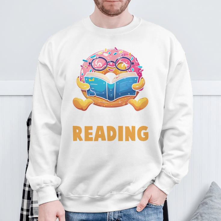 Donut Stop Reading Cute Book Reader Bookworm Donut Day Sweatshirt Gifts for Old Men