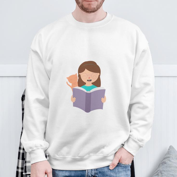 Easily Distracted By Cats And Books Girl Tee T-Shirt Sweatshirt Gifts for Old Men