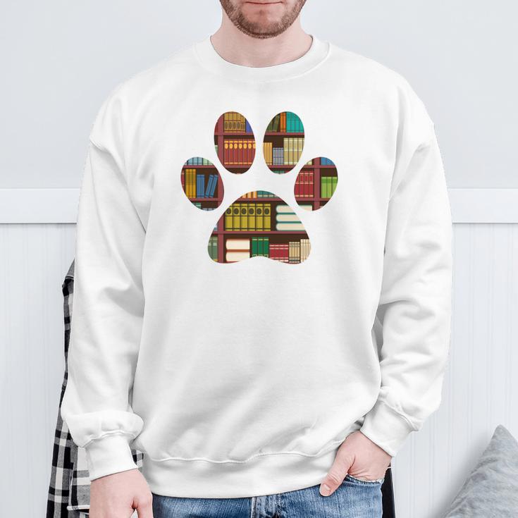 Easily Distracted By Dogs And Books Shirt Paw 70s 80s Retro Sweatshirt Gifts for Old Men