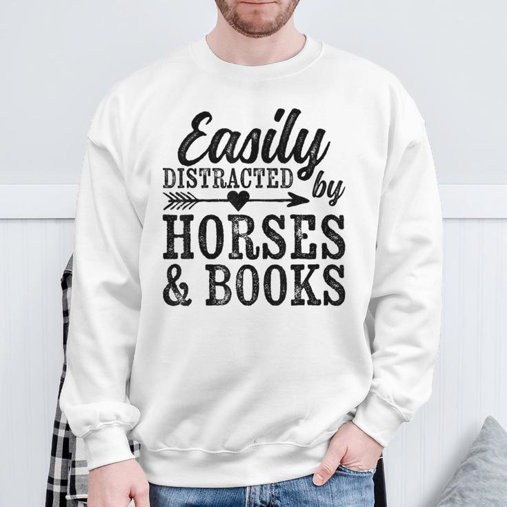 Easily Distracted By Horses And Books Horse Lover Sweatshirt Gifts for Old Men Easily Distracted By Horses And Books Horse Lover Sweatshirt Gifts for Old Men