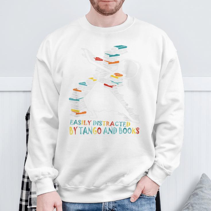 Easily Distracted By Tango And Books Dance Bookworm Reading Sweatshirt Gifts for Old Men