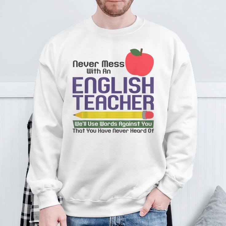 English Teacher Humor Reading Books Vocabulary Grammar Sweatshirt Gifts for Old Men
