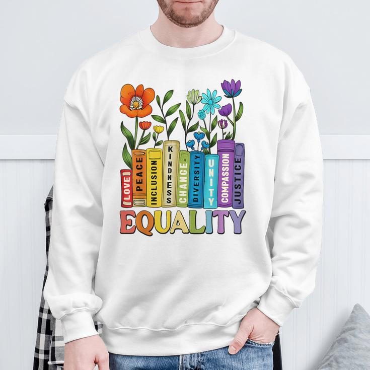 Equality Books Wildflower Rainbow LGBT Lesbian Gay Pride Sweatshirt Gifts for Old Men Equality Books Wildflower Rainbow LGBT Lesbian Gay Pride Sweatshirt Gifts for Old Men