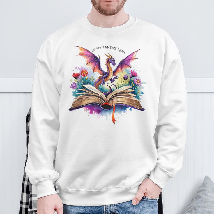 In My Fantasy Era Magic Dragon Book Sweatshirt Gifts for Old Men