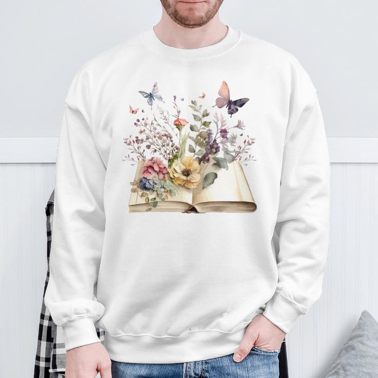Flowers Gardening And Book Reading Lover Sweatshirt Gifts for Old Men