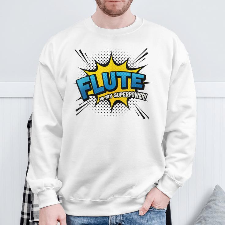 Flute Is My Superpower Flautist Comic Book Style Sweatshirt Gifts for Old Men