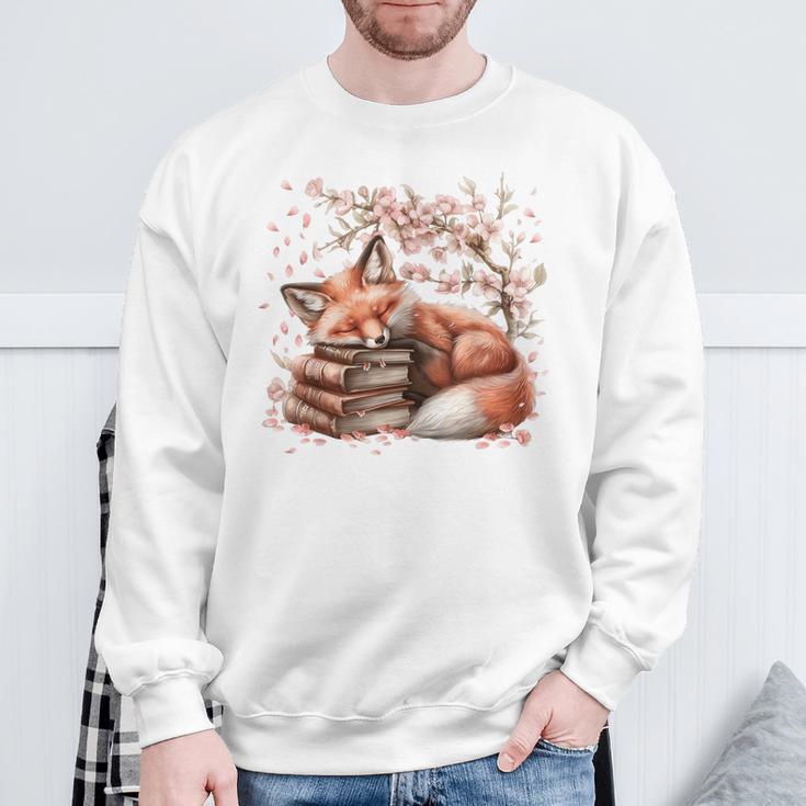 Fox And Book Lover Graphic For Women And Spring Pink Flower Sweatshirt Gifts for Old Men Fox And Book Lover Graphic For Women And Spring Pink Flower Sweatshirt Gifts for Old Men