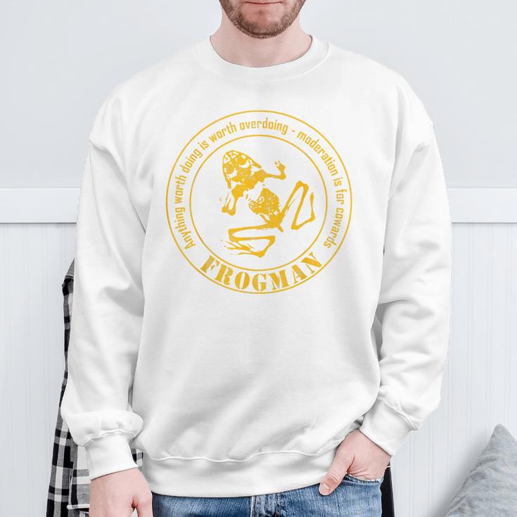 Frogman Diver ダメージ加工。 スウェットシャツ 高齢者への贈り物