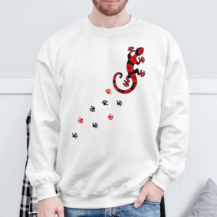 Gecko Footprint ハイビスカスフラワー ハワイサーフスタイルtシャツ スウェットシャツ 高齢者への贈り物
